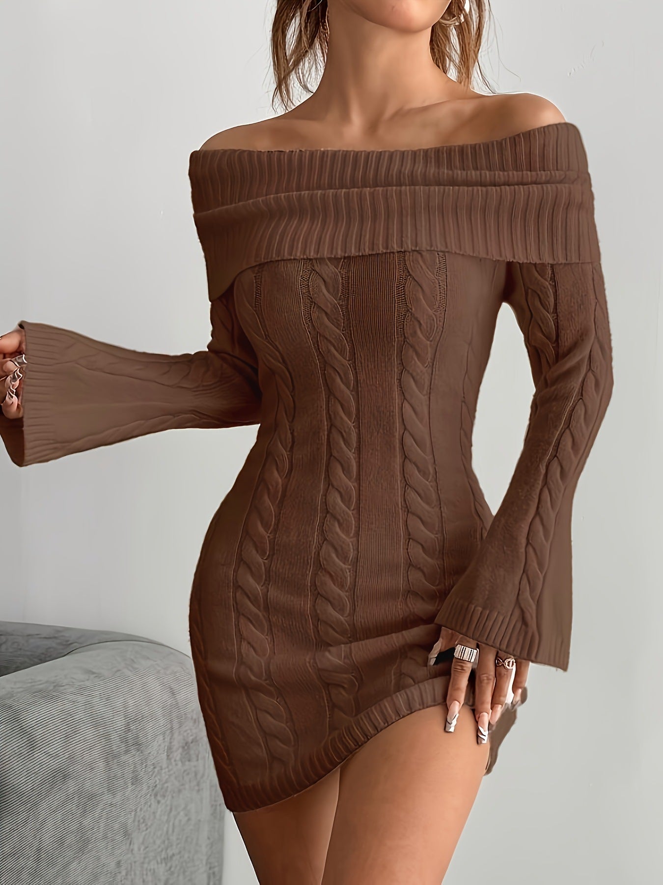 Polyester Women's Sweater Loose Casual Dress