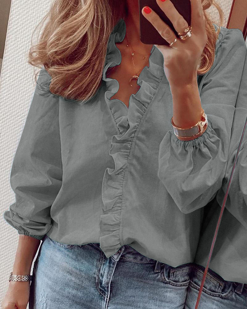 Office Commuting Ruffle Blouse