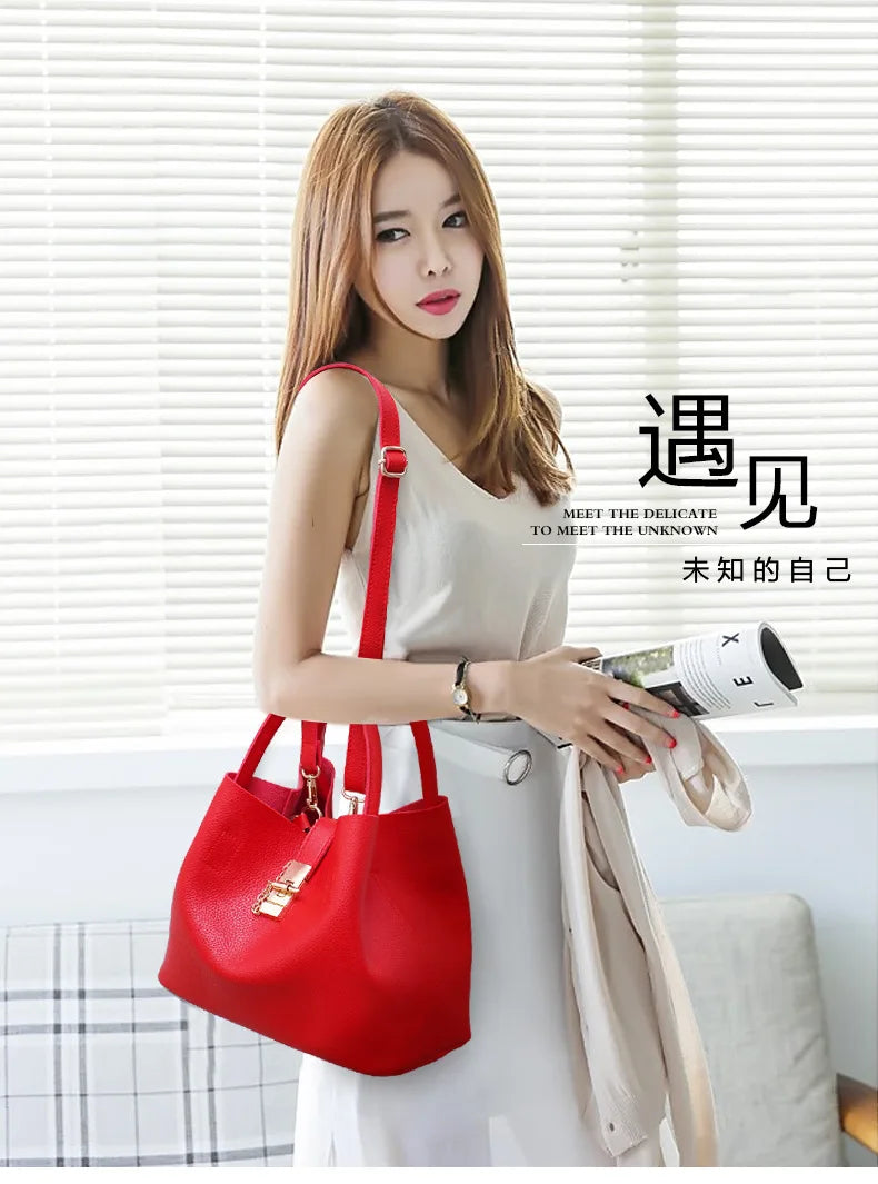 Women's Large-Capacity PU Shoulder Bag – Crossbody & Handbag