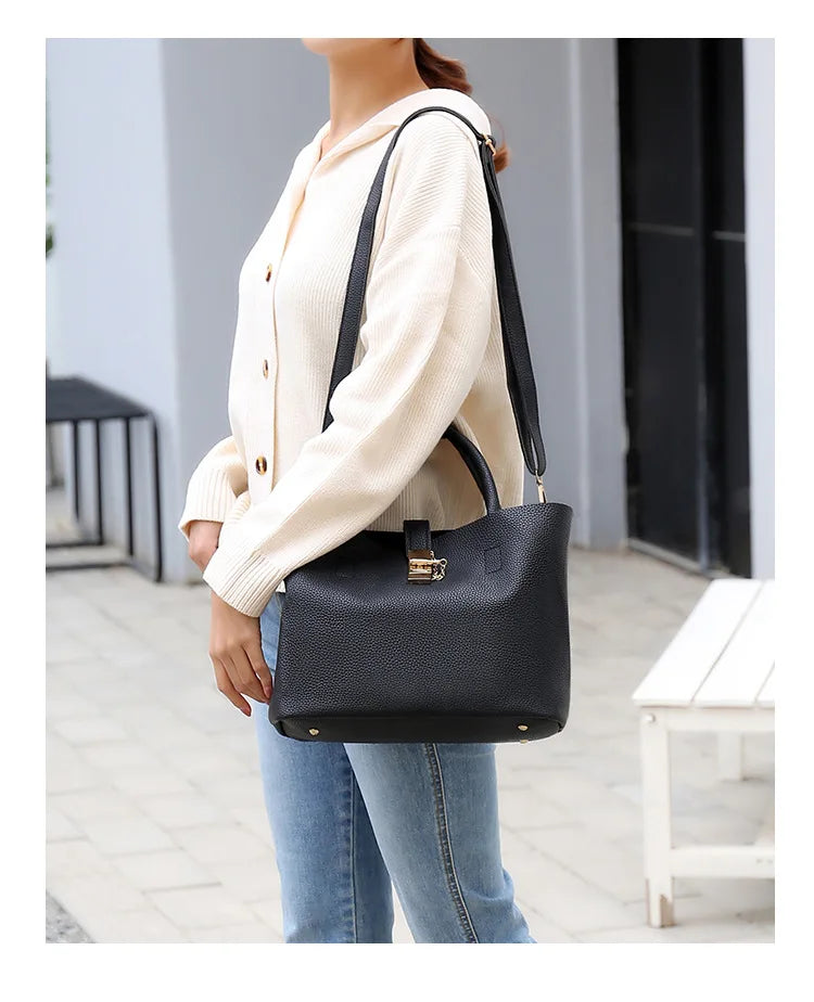 Women's Large-Capacity PU Shoulder Bag – Crossbody & Handbag