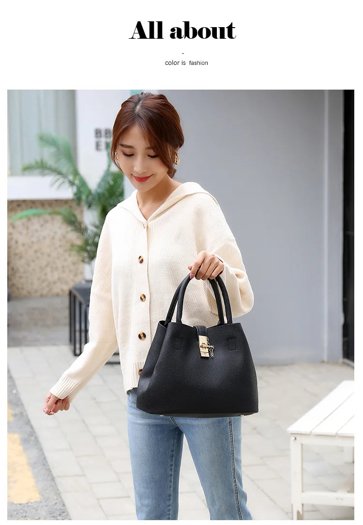 Women's Large-Capacity PU Shoulder Bag – Crossbody & Handbag