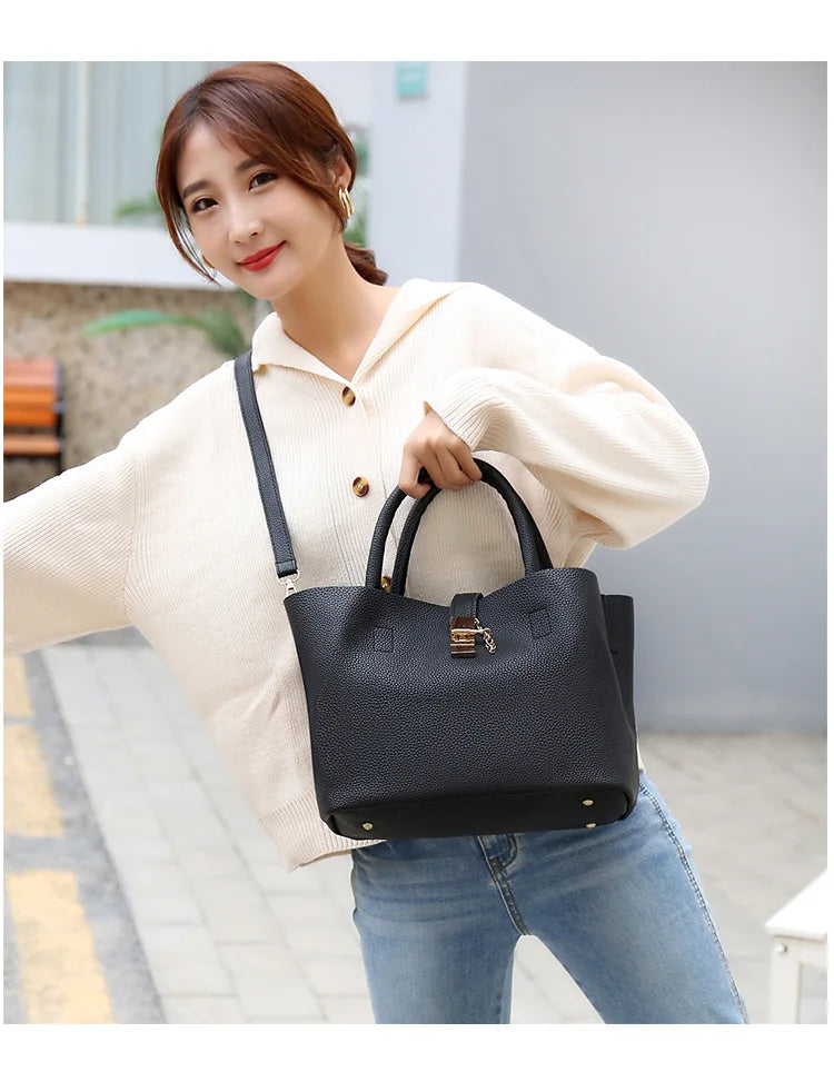 Women's Large-Capacity PU Shoulder Bag – Crossbody & Handbag