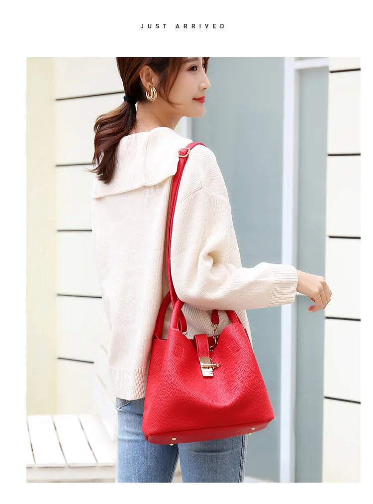 Women's Large-Capacity PU Shoulder Bag – Crossbody & Handbag