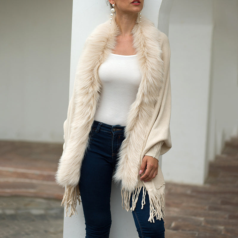 Fringe Hem Poncho Coat for Women